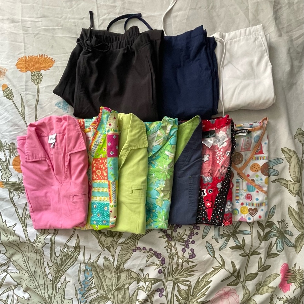 Scrubs tops and bottoms